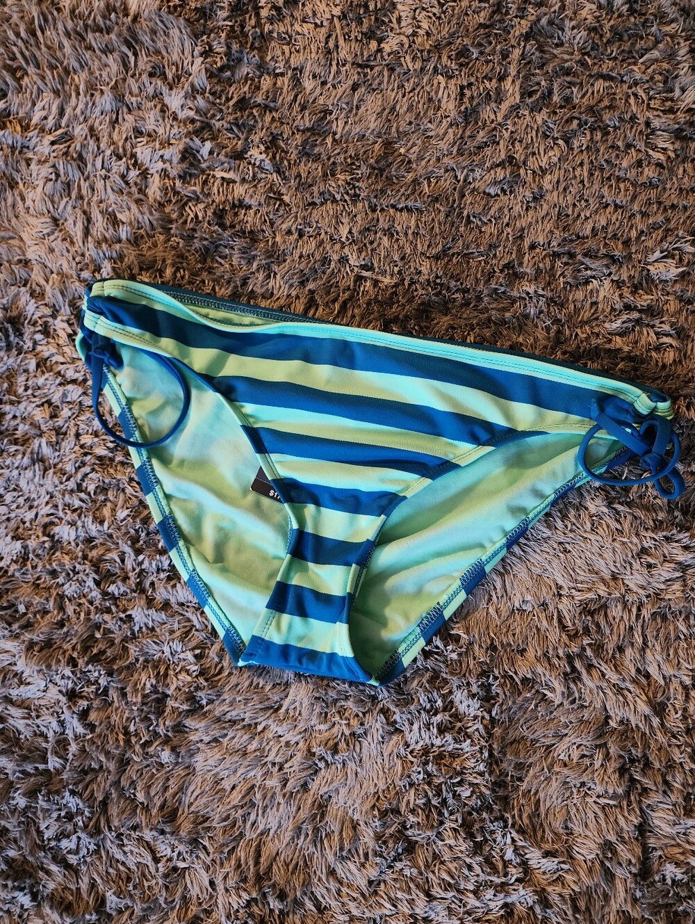 Target Women's Blue and Aqua Striped Bikini Bottoms